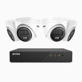 H500 - Kit videosorveglianza PoE 8 canali con 4 telecamere 5 MPX, Visione notturna intelligente a doppia luce, 3072 × 1728 @ 20 fps, rilevamento intelligente di persone e veicoli, microfono integrato, IP67