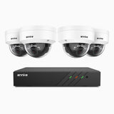 H500 - Kit videosorveglianza PoE 8 canali con 4 telecamere 5 MPX, Visione notturna intelligente a doppia luce, 3072 × 1728 @ 20 fps, rilevamento intelligente di persone e veicoli, microfono integrato, IP67