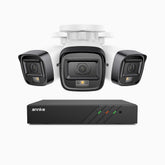 H500 - Kit videosorveglianza PoE 8 canali con 3 telecamere 5 MPX, Visione notturna intelligente a doppia luce, 3072 × 1728 @ 20 fps, rilevamento intelligente di persone e veicoli, microfono integrato, IP67