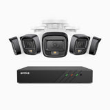 H500 - Kit videosorveglianza PoE 8 canali con 5 telecamere 5 MPX, Visione notturna intelligente a doppia luce, 3072 × 1728 @ 20 fps, rilevamento intelligente di persone e veicoli, microfono integrato, IP67
