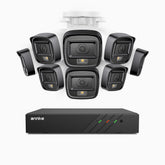 H500 - Kit videosorveglianza PoE 8 canali con 8 telecamere 5 MPX, Visione notturna intelligente a doppia luce, 3072 × 1728 @ 20 fps, rilevamento intelligente di persone e veicoli, microfono integrato, IP67