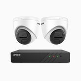 H300 - Kit videosorveglianza PoE 8 canali con 2 telecamera 3MP, visione notturna EXIR 2.0, rilevamento del movimento, H.265+, impermeabilità IP67