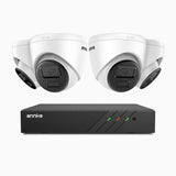 H300 - Kit videosorveglianza PoE 8 canali con 4 telecamera 3MP, visione notturna EXIR 2.0, rilevamento del movimento, H.265+, impermeabilità IP67