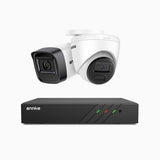 H300 - Kit videosorveglianza PoE 8 canali 3MP, 1 telecamera bullet e 1 telecamera turret, visione notturna EXIR 2.0, rilevamento del movimento, H.265+, impermeabilità IP67