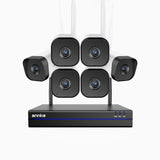 WS800 - Kit videosorveglianza wireless 16 canali con 6 telecamere 8 MPX, WiFi dual-band 2,4/5,8 GHz Pro, rilevamento umano AI, audio bidirezionale, visione notturna, compatibile con Alexa