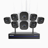 WS800 - Kit videosorveglianza wireless 16 canali con 8 telecamere 8 MPX, WiFi dual-band 2,4/5,8 GHz Pro, rilevamento umano AI, audio bidirezionale, visione notturna, compatibile con Alexa