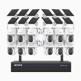 WBS400 - Kit videosorveglianza wireless 16 canali con 12 telecamere 4 MPX,WiFi dual-band 2,4/5,8 GHz Pro, rilevamento umano AI, audio bidirezionale, alimentata a batteria e con energia solare, rotazione 270° e inclinazione 90°, compatibile con Alexa