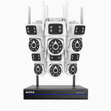 WCDS400 - Kit videosorveglianza wireless 8 canali con 6 telecamere 4 MPX, WiFi dual-band 2,4/5 GHz Pro, rilevamento umano AI, audio bidirezionale, rotazione 350° e inclinazione 90°, compatibile con Alexa