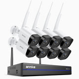 WS800 - Kit videosorveglianza wireless 8 canali con 8 telecamere 8 MPX, WiFi dual-band 2,4/5,8 GHz Pro, rilevamento umano AI, audio bidirezionale, visione notturna, compatibile con Alexa