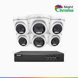 NightChroma<sup>TM</sup> NAK200 - Kit videosorveglianza 16 canali con 6 telecamere 1080p, visione notturna a colori Acme, f / 1.0 Super Apertura, 0.001 Lux, 121° FoV, Allineamento Attivo