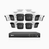 H800 - Kit videosorveglianza PoE 16 canali con 10 telecamere 8 MPX (4K), visione notturna a colori e IR,microfono integrato, riconoscere di persone e veicoli, supporta ONVIF e RTSP
