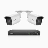 H800 - Kit videosorveglianza PoE 8 canali con 2 telecamere 8 MPX (4K), riconoscere di persone e veicoli, visione notturna a colori e IR,microfono integrato, supporta ONVIF e RTSP