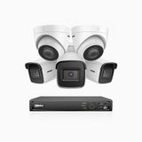 H800 - Kit videosorveglianza PoE 8 canali 8 MPX (4K), 3 telecamere bullet e 2 telecamere turret, visione notturna a colori e IR,microfono integrato, riconoscere di persone e veicoli, supporta ONVIF e RTSP