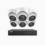 H500 - Kit videosorveglianza PoE 8 canali con 6 telecamere 5 MPX, EXIR Visione Notturna, microfono integrato, IP67, supporta ONVIF e RTSP