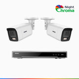 NightChroma<sup>TM</sup> NCK800 - Kit videosorveglianza PoE 8 canali con 2 telecamere 4K, Telecamera di Sicurezza PoE IP Acme 4K UHD Visione Notturna Full Color con Straordinaria Apertura f/1.0, Compatibile con Alexa (I91BQ)