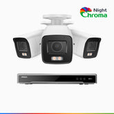 NightChroma<sup>TM</sup> NCK800 - Kit videosorveglianza PoE 8 canali con 3 telecamere 4K, Telecamera di Sicurezza PoE IP Acme 4K UHD Visione Notturna Full Color con Straordinaria Apertura f/1.0, Compatibile con Alexa (I91BQ)