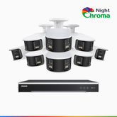 NightChroma<sup>TM</sup> NDK800 – Kit videosorveglianza 16 canali con 8 PoE Dual Lens telecamere 4K, f/1.0 Super Aperture, Acme Color Night Vision, Active Siren and Strobe, Human & Vehicle Detection, Intelligent Behavior Analysis, Built-in Micphone