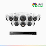 NightChroma<sup>TM</sup> NCK800 - Kit videosorveglianza PoE 16 canali con 12 telecamere 4K, Telecamera di Sicurezza PoE IP Acme 4K UHD Visione Notturna Full Color con Straordinaria Apertura f/1.0, Compatibile con Alexa (I91BQ)