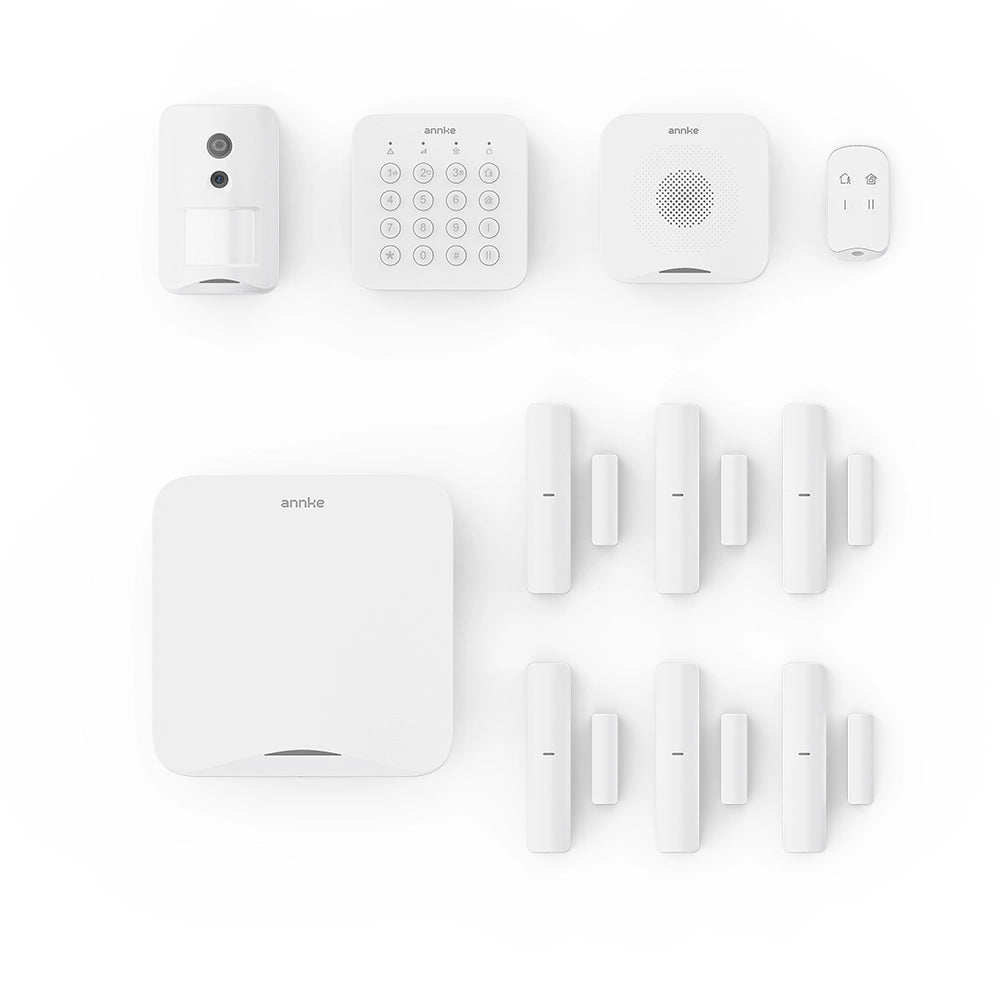ANNKE Kit Allarme Wireless 9 Pezzi Tutto-in-Uno – Sistema di Sicurezza per Casa e Azienda con Monitoraggio Professionale 24/7, Sistema Antifurto Espandibile Fai-da-Te, Installazione Facile, Controllo tramite App