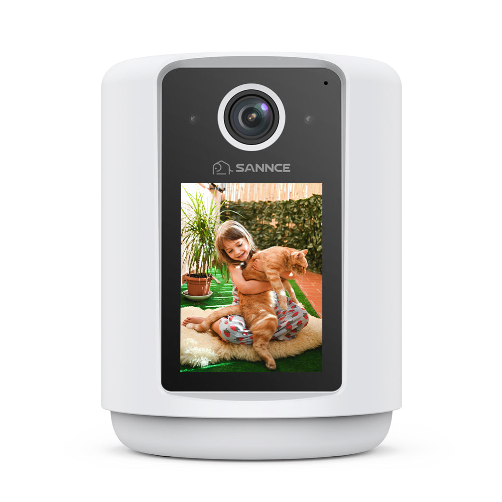 2K Battery Powered Wire-Free IP Camera with 2.4 inch Screen, Soft Night Light, One Click Call, Two-Way Audio WiFi Baby Monitor for Home Security Dog/Cat/Puppy, Night Vision, AI Motion Detection