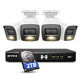 ANNKE 1080P Sistema di Sicurezza con Audio Bidirezionale, DVR 8CH 3K Lite con HDD da 2TB per Registrazione 24/7, 4 Telecamere Cablate 2MP con Visione Notturna a Colori e Rilevamento Movimento IA