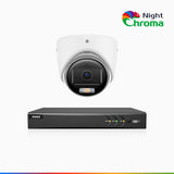 NightChroma<sup>TM</sup>  NAK500 - Kit videosorveglianza 8 canali con 1 telecamere di Sicurezza TVI 3K, visione notturna a colori Acme, Risoluzione 2960 × 1665, Apertura f/1.0 (0.001 Lux), Microfono Integrato, IP67, Versione Aggiornata