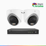 NightChroma<sup>TM</sup>  NAK500 - Kit videosorveglianza 8 canali con 2 telecamere di Sicurezza TVI 3K, visione notturna a colori Acme, Risoluzione 2960 × 1665, Apertura f/1.0 (0.001 Lux), Microfono Integrato, IP67, Versione Aggiornata