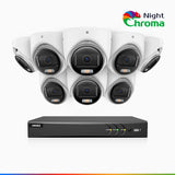 NightChroma<sup>TM</sup>  NAK500 - Kit videosorveglianza 8 canali con 8 telecamere di Sicurezza TVI 3K, visione notturna a colori Acme, Risoluzione 2960 × 1665, Apertura f/1.0 (0.001 Lux), Microfono Integrato, IP67, Versione Aggiornata