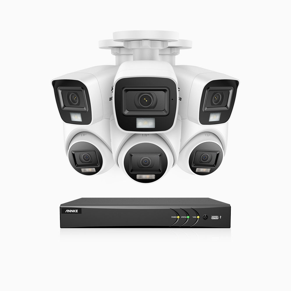 ADLK800 - 4K 8 Channel Dual Light Wired CCTV Security System with 3 Bullet & 3 Turret Cameras, Color & IR Night Vision, 3840x2160@20fps, F/1.6 Super Aperture, 4-In-1 Output Signal, IP67