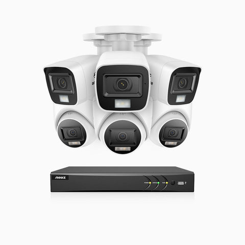 ADLK800 - 4K 8 Channel Dual Light Wired CCTV Security System with 3 Bullet & 3 Turret Cameras, Color & IR Night Vision, 3840x2160@20fps, F/1.6 Super Aperture, 4-In-1 Output Signal, IP67