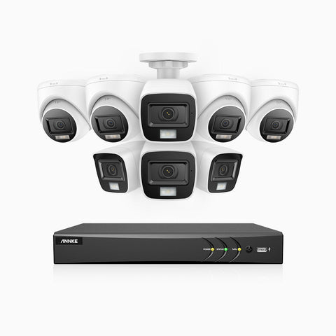 ADLK800 - 4K 8 Channel Dual Light Wired CCTV Security System with 4 Bullet & 4 Turret Cameras, Color & IR Night Vision, 3840x2160@20fps, F/1.6 Super Aperture, 4-In-1 Output Signal, IP67