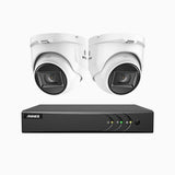 EL200 - Kit videosorveglianza analogica 4 canali con 2 telecamere 1080p, Smart DVR con rilevamento umano e veicoli, visione notturna a infrarossi fino a 66 piedi, segnale di uscita 4-in-1, IP67