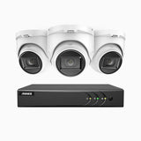 EL200 - Kit videosorveglianza analogica 4 canali con 3 telecamere 1080p, Smart DVR con rilevamento umano e veicoli, visione notturna a infrarossi fino a 66 piedi, segnale di uscita 4-in-1, IP67