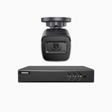 EL200 - Kit videosorveglianza analogica 4 canali con 1 telecamere 1080p, Smart DVR con rilevamento umano e veicoli, visione notturna a infrarossi fino a 66 piedi, segnale di uscita 4-in-1, IP67