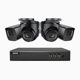 EL200 - Kit videosorveglianza analogica 4 canali con 2 telecamera bullet e 2 telecamere turret 1080p, Smart DVR con rilevamento umano e veicoli, visione notturna a infrarossi fino a 66 piedi, segnale di uscita 4-in-1, IP67