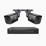 EL200 - Kit videosorveglianza analogica 4 canali con 2 telecamere 1080p, Smart DVR con rilevamento umano e veicoli, visione notturna a infrarossi fino a 66 piedi, segnale di uscita 4-in-1, IP67