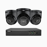 EL200 - Kit videosorveglianza analogica 4 canali con 3 telecamere 1080p, Smart DVR con rilevamento umano e veicoli, visione notturna a infrarossi fino a 66 piedi, segnale di uscita 4-in-1, IP67