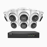 EL200 - Kit videosorveglianza analogica 16 canali con 8 telecamere 1080p, Smart DVR con rilevamento umano e veicoli, visione notturna a infrarossi fino a 66 piedi, segnale di uscita 4-in-1, IP67