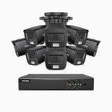 ADLK500 - Kit videosorveglianza analogica 16 canali con 8 telecamere 3K, Visione notturna a doppia luce, apertura superiore f/1.2, segnale di uscita 4-in-1, microfono integrato, IP67 resistente alle intemperie