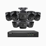 EL200 - Kit videosorveglianza analogica 16 canali con 4 telecamera bullet e 4 telecamere turret 1080p, Smart DVR con rilevamento umano e veicoli, visione notturna a infrarossi fino a 66 piedi, segnale di uscita 4-in-1, IP67