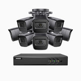 EL200 - Kit videosorveglianza analogica 16 canali con 8 telecamere 1080p, Smart DVR con rilevamento umano e veicoli, visione notturna a infrarossi fino a 66 piedi, segnale di uscita 4-in-1, IP67