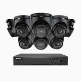 EL200 - Kit videosorveglianza analogica 16 canali con 8 telecamere 1080p, Smart DVR con rilevamento umano e veicoli, visione notturna a infrarossi fino a 66 piedi, segnale di uscita 4-in-1, IP67