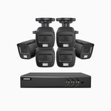 ADLK500 - Kit videosorveglianza analogica 8 canali con 6 telecamere 3K, Visione notturna a doppia luce, apertura superiore f/1.2, segnale di uscita 4-in-1, microfono integrato, IP67 resistente alle intemperie