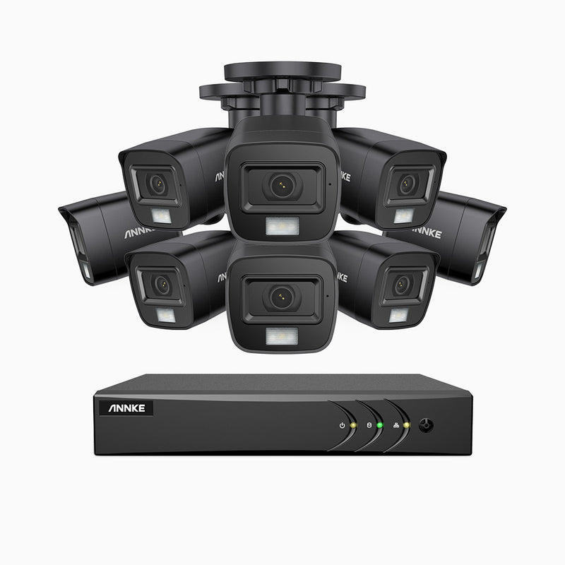 ADLK500 - Kit videosorveglianza analogica 8 canali con 8 telecamere 3K, Visione notturna a doppia luce, apertura superiore f/1.2, segnale di uscita 4-in-1, microfono integrato, IP67 resistente alle intemperie