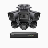 EL200 - Kit videosorveglianza analogica 8 canali con 3 telecamera bullet e 3 telecamere turret 1080p, Smart DVR con rilevamento umano e veicoli, visione notturna a infrarossi fino a 66 piedi, segnale di uscita 4-in-1, IP67