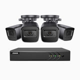 EL200 - Kit videosorveglianza analogica 8 canali con 4 telecamere 1080p, Smart DVR con rilevamento umano e veicoli, visione notturna a infrarossi fino a 66 piedi, segnale di uscita 4-in-1, IP67