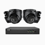 EL200 - Kit videosorveglianza analogica 8 canali con 4 telecamere 1080p, Smart DVR con rilevamento umano e veicoli, visione notturna a infrarossi fino a 66 piedi, segnale di uscita 4-in-1, IP67