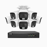 ADLK200 - Kit videosorveglianza analogica 8 canali con 8 telecamere 1080p, Visione notturna a doppia luce, segnale di output 4-in-1, microfono integrato, IP67 resistente alle intemperie