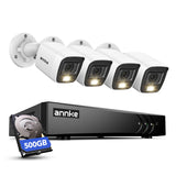 ANNKE 3K Lite DVR, 2MP Visione Notturna a Colori Telecamere, 500GB HDD,  DVR 8 Canali con Riconoscimento Persone/Veicoli, 4x 1080P Telecamera Analogica Kit Videosorveglianza Esterno, Accesso Remoto