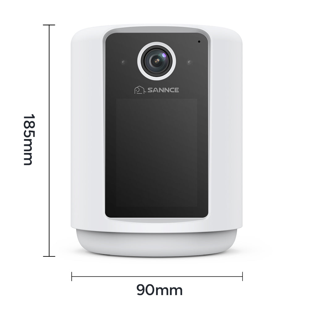 2K Battery Powered Wire-Free IP Camera with 2.4 inch Screen, Soft Night Light, One Click Call, Two-Way Audio WiFi Baby Monitor for Home Security Dog/Cat/Puppy, Night Vision, AI Motion Detection